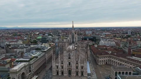 Aerial drone view of Duomo di Milano in Milan, Italy Stock Footage 346765611