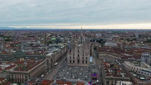 Aerial drone view of Duomo di Milano in Milan, Italy Stock Footage 346765618