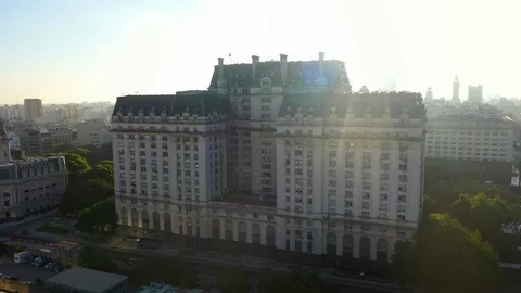 Aerial drone view of Edificio Libertador building in Puerto Madero neighbourhood Stock Footage 104888248