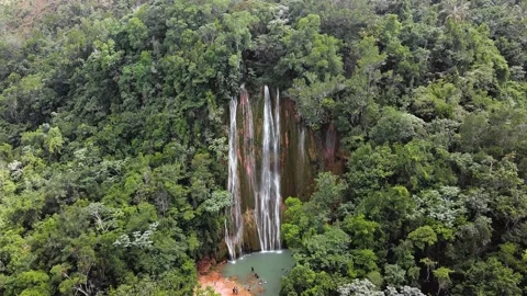 Aerial Drone View of El Limon Waterfall in Samana, Dominican Republic, 4K Stock Footage 219611596