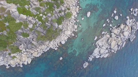 Aerial drone view of Emerald Bay and Fannette Island in Lake Tahoe, California Stock Footage 100876481