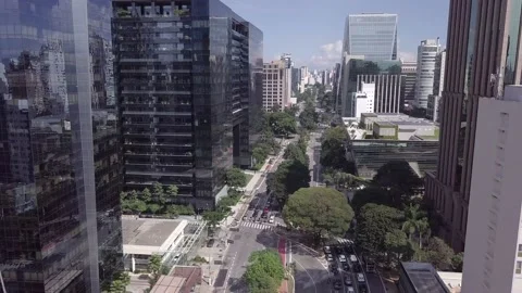 Aerial drone view of empty street in the quarantine of the COVID-19 coronavirus. Stock Footage 152657152
