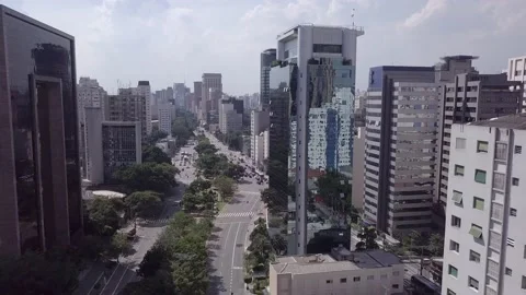 Aerial drone view of empty street in the quarantine of the COVID-19 coronavirus. Stock Footage 152657190