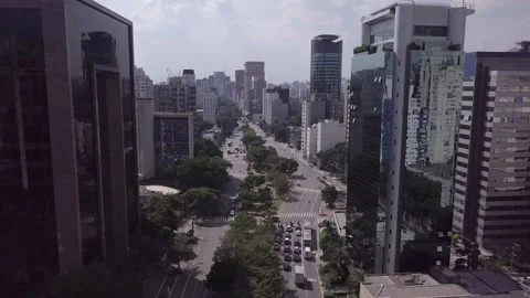 Aerial drone view of empty street in the quarantine of the COVID-19 coronavirus. Stock Footage 152657194