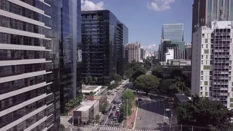 Aerial drone view of empty street in the quarantine of the COVID-19 coronavirus. Stock Footage 152657230