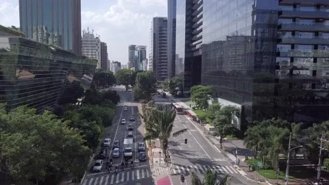 Aerial drone view of empty street in the quarantine of the COVID-19 coronavirus. Stock Footage 152657246