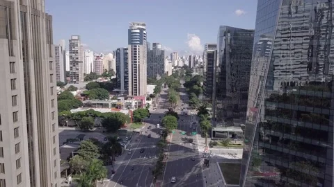 Aerial drone view of empty street in the quarantine of the COVID-19 coronavirus. Stock Footage 152657275