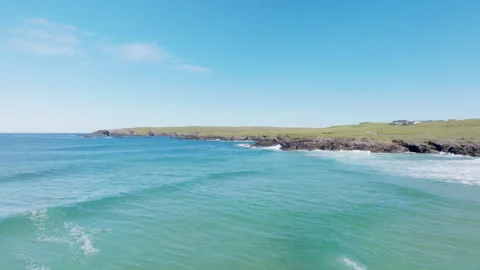 Aerial drone view of Eoropie Beach coastline, Isle of Lewis, Outer Hebrides Stock Footage 320453634