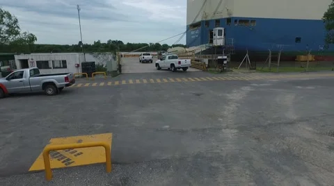 Aerial drone view from an export  cargo ship that it's been loaded with pick up Vídeo Stock 62835640