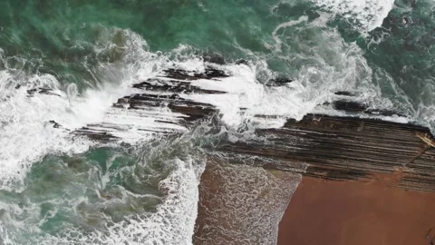 Aerial drone view of famous flysch of Zumaia, Basque Country, Spain Stock Footage 315800162