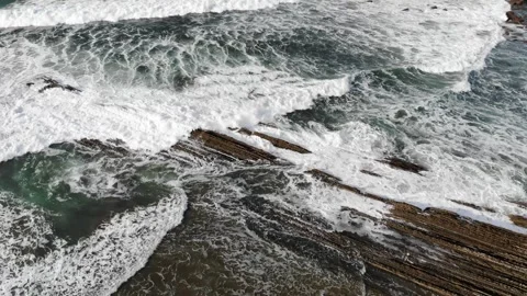 Aerial drone view of famous flysch of Zumaia, Basque Country, Spain Stock Footage 315800602