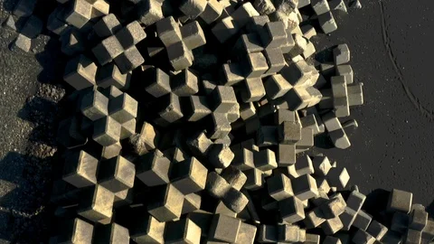 Aerial Drone View on the Fancy Rocks on the Coast of Fuji Stock Footage 101214850