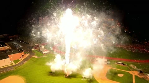 Aerial Drone View of Fireworks Display Stock Footage 200875743