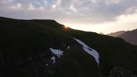 Aerial Drone View Flight over Mountain at sunset Stock Footage 209990071