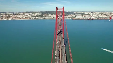 Aerial drone view. Flying around the bridge. Bridge over the ocean Stock Footage 217739085