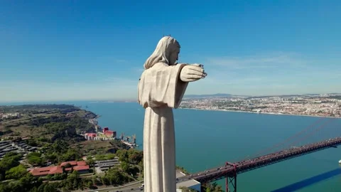 Aerial drone view. Flying around the bridge. Bridge over the ocean Stock Footage 217739487
