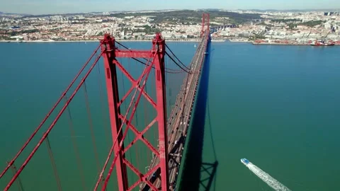 Aerial drone view. Flying around the bridge. Bridge over the ocean Stock Footage 217740189