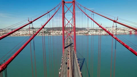 Aerial drone view. Flying around the bridge. Bridge over the ocean Stock Footage 217742912