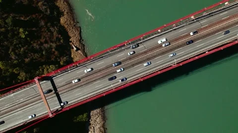 Aerial drone view. Flying around the bridge. Bridge over the ocean Stock Footage 217743229