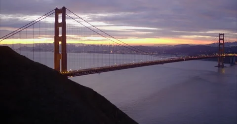 Aerial drone view flying over the Golden Gate Bridge in San Francisco Stock Footage