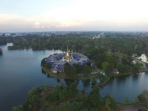 Aerial Drone View Flying Over phutthamonthon  In Thailand Stock Footage 73773476