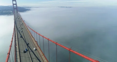 Aerial drone view flying over the Golden Gate Bridge in San Francisco Video stock 87864521