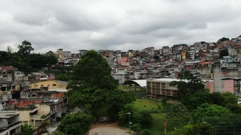 Aerial drone view flying over Brasilandia village in São Paulo, Brazil Stock Footage 133533623