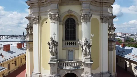 Aerial drone view of a flying over the Catholic Cathedral of St. George. Stock-Footage 155163978