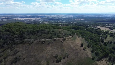 Aerial drone view flying over Mount Buninyong Stock-Footage 332753075