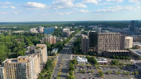 Aerial Drone View Flying Over Reston Skyline in Northern Virginia Stock Footage 346745219