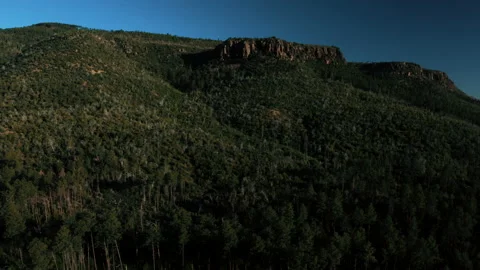 Aerial drone view of forests and cliffs at Theodor Roosevelt lake overlook in Stock-Footage 143203796
