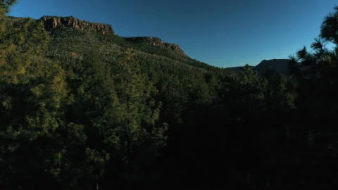 Aerial drone view of forests and cliffs at Theodor Roosevelt lake overlook in Stock-Footage 143208693