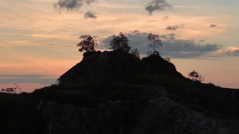 Aerial drone view of frog hill kubang semang at sunset Stock Footage 333042790