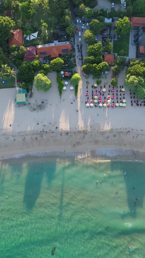 Aerial Drone View of Geger Beach, Nusa Dua, Bali, Indonesia - Color Graded Video stock 336686947