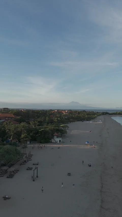 Aerial Drone View of Geger Beach, Nusa Dua, Bali, Indonesia - Log Footage Video stock 336711217