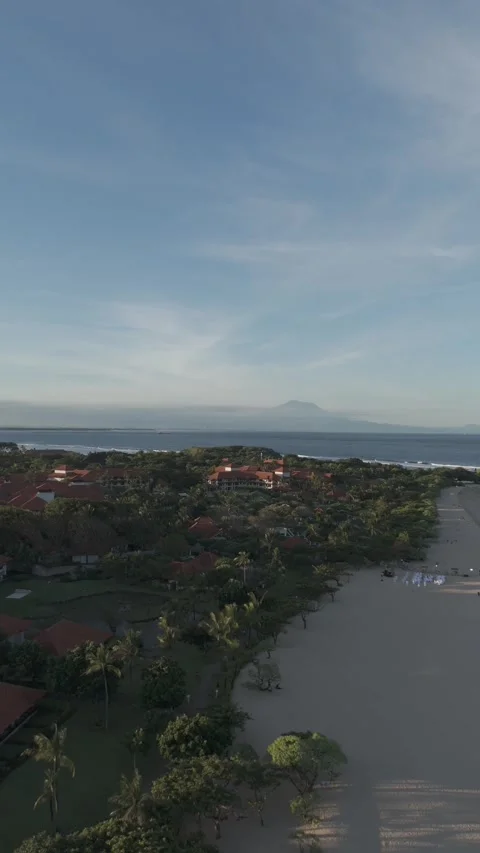 Aerial Drone View of Geger Beach, Nusa Dua, Bali, Indonesia - Log Footage Video stock 336711221
