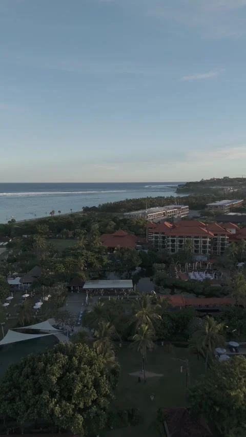 Aerial Drone View of Geger Beach, Nusa Dua, Bali, Indonesia - Log Footage Video stock 336711228