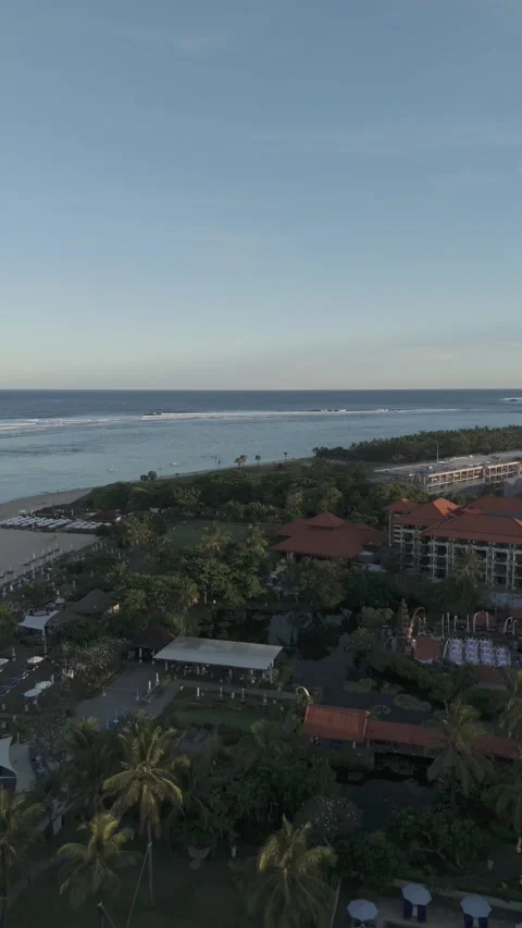 Aerial Drone View of Geger Beach, Nusa Dua, Bali, Indonesia - Log Footage Video stock 336711230