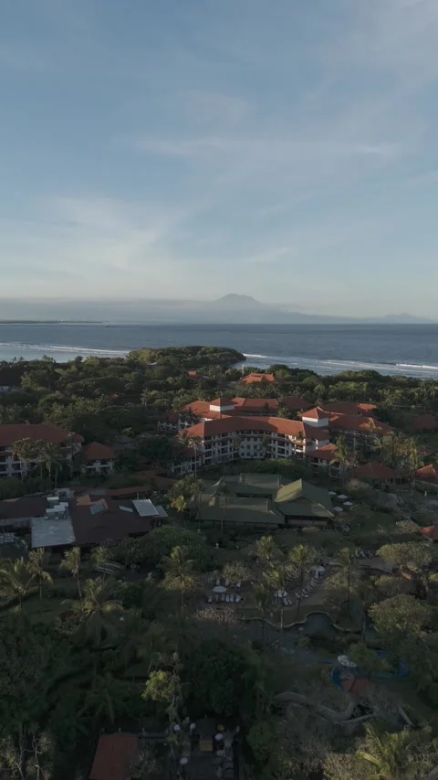 Aerial Drone View of Geger Beach, Nusa Dua, Bali, Indonesia - Log Footage Video stock 336711233