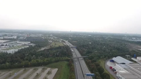 Aerial drone view of Germany Bodensee cars driving on highway on a sunny day Stock Footage 131224683
