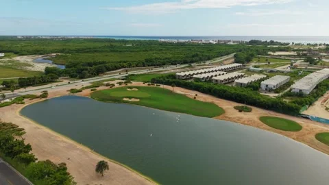 Aerial Drone View of Golf Course and Caribbean Resort in Punta Cana 動画素材 337483659