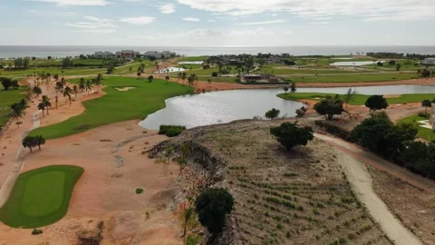 Aerial Drone View of Golf Course Lake and Caribbean Resort 動画素材 337483711