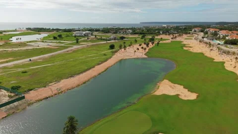 Aerial Drone View of Golf Course Fairway in Punta Cana 動画素材 337483836
