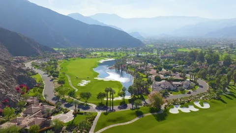 Aerial Drone View of Golf Course in La Quinta California United States Stock Footage 341283978