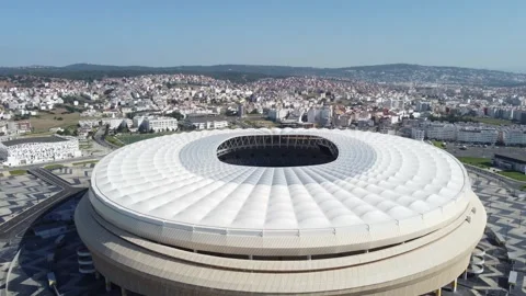 Aerial Drone View of Grand Stade de Tanger (Ibn Battuta Stadium) Stock Footage 335872953
