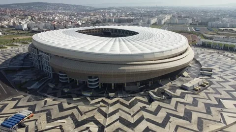 Aerial Drone View of Grand Stade de Tanger (Ibn Battuta Stadium) Stock Footage 335872954