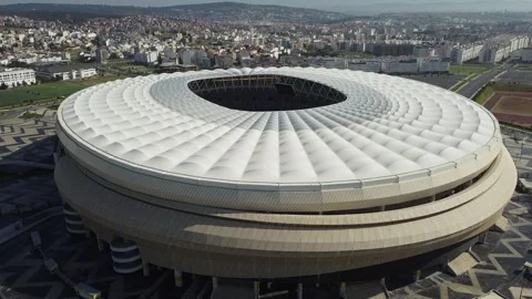 Aerial Drone View of Grand Stade de Tanger (Ibn Battuta Stadium) Stock Footage 335872957