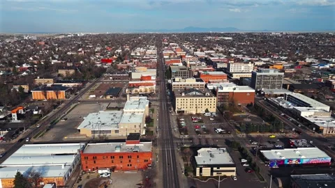 Aerial Drone View Of Great Falls Montana Downtown Street Grid Stock Footage 339068686