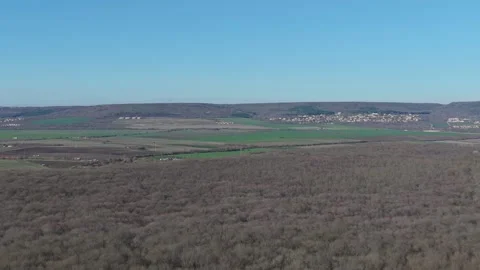 Aerial drone view of green fields valley and rural landscape Stock Footage 324529458