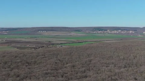 Aerial drone view of green fields valley and rural landscape Stock Footage 324529464
